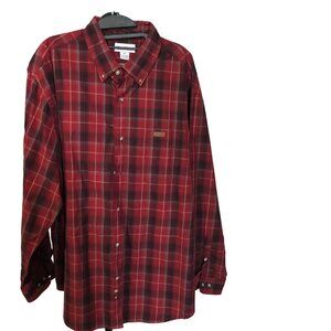 Carhartt XL Burgundy Black Blue Long Sleeve Button Up Cotton Plaid Shirt
